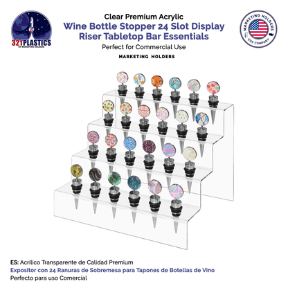 Wine Bottle Stopper Topper Display Four Tier 24 Slot Space Saver