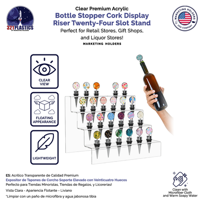 Wine Bottle Stopper Topper Display Four Tier 24 Slot Space Saver