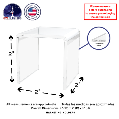 2" Square Riser Display Stand Acrylic Jewelry and Coin Pedestal