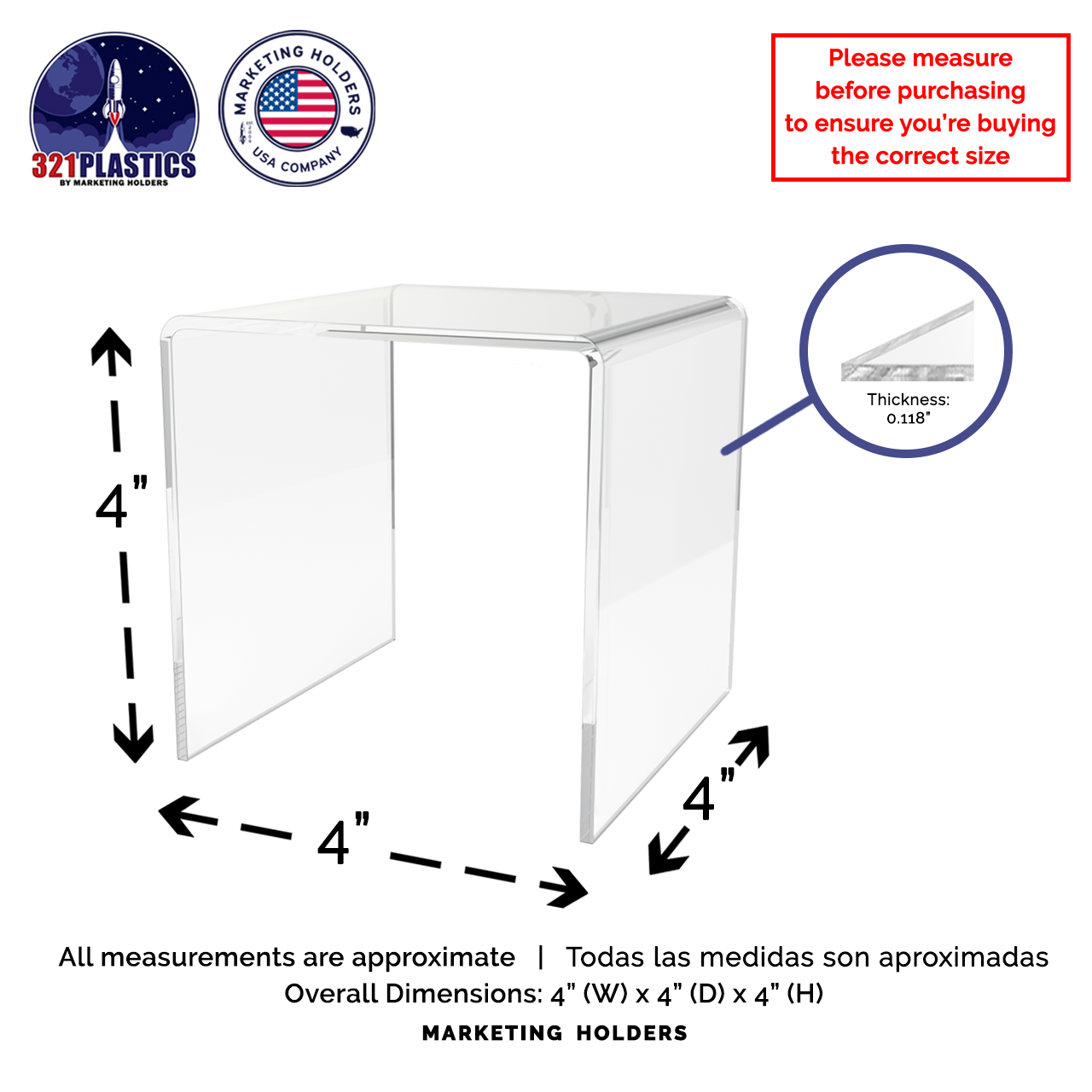 4" Square Riser Display Stand Product Showcase Acrylic Pedestal