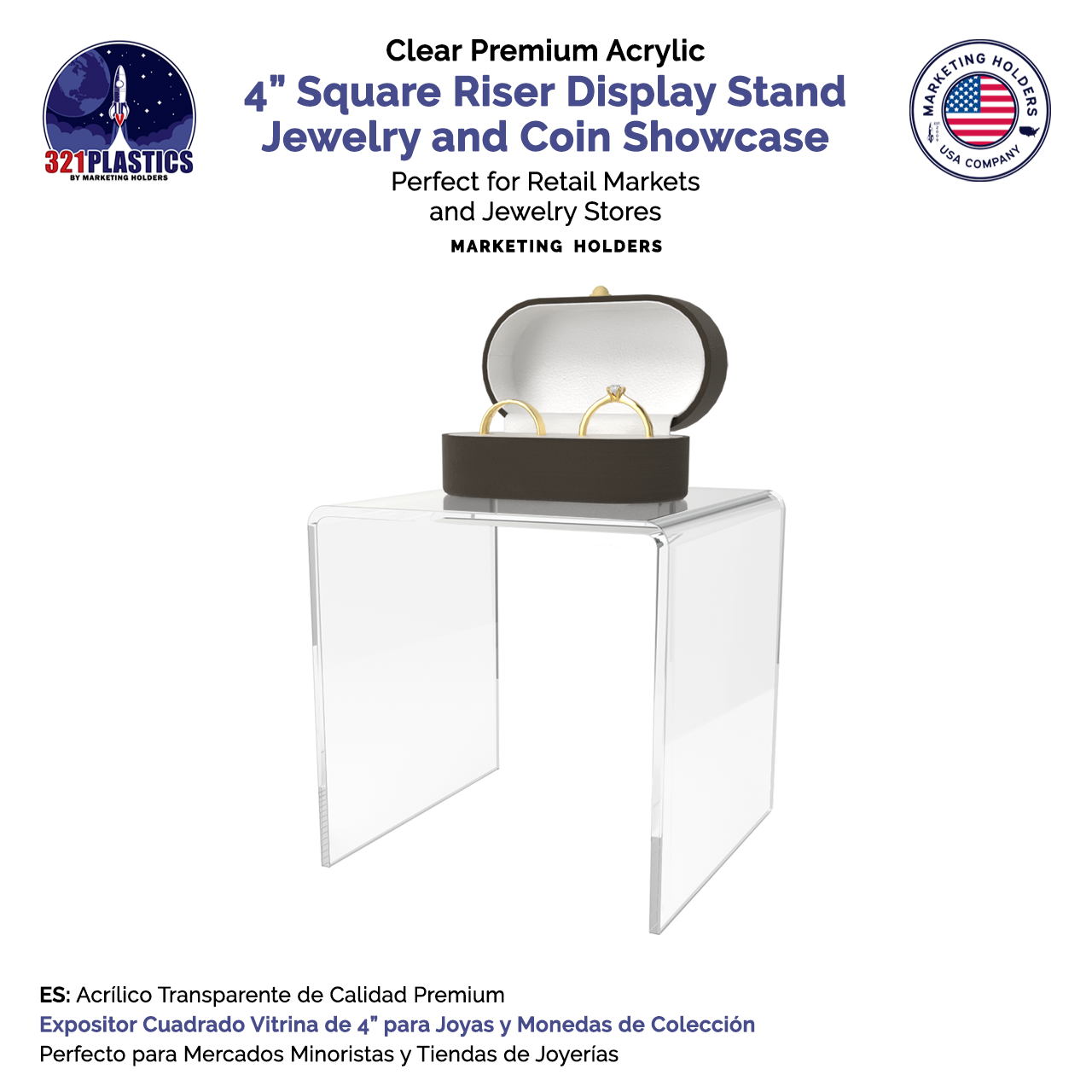 4" Square Riser Display Stand Product Showcase Acrylic Pedestal