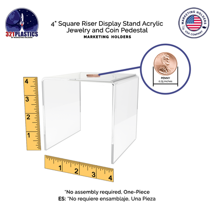 4" Square Riser Display Stand Product Showcase Acrylic Pedestal