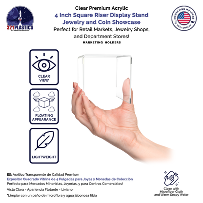 4" Square Riser Display Stand Product Showcase Acrylic Pedestal