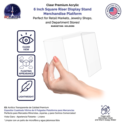 6" Square Riser Display Showcase Stand Acrylic Product Platform