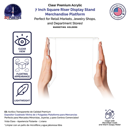 7" Square Riser Display Stand Product Showcase Acrylic Pedestal