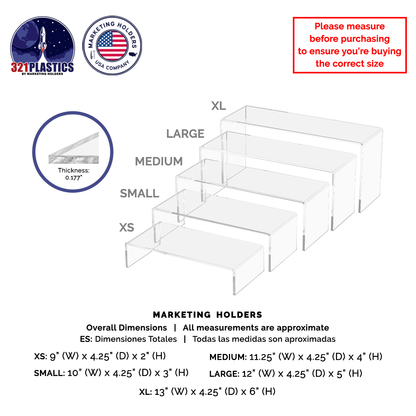 9" 10" 11" 12" 13" Riser Display Stands Acrylic 5 Pieces