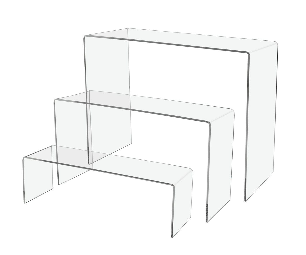 3 Piece Clear Acrylic Long Risers 3" 6" 9" Display Pedestal Stands