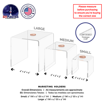 2" 3" 4" Riser Display Pedestal Showcase Stands with 3 Pieces