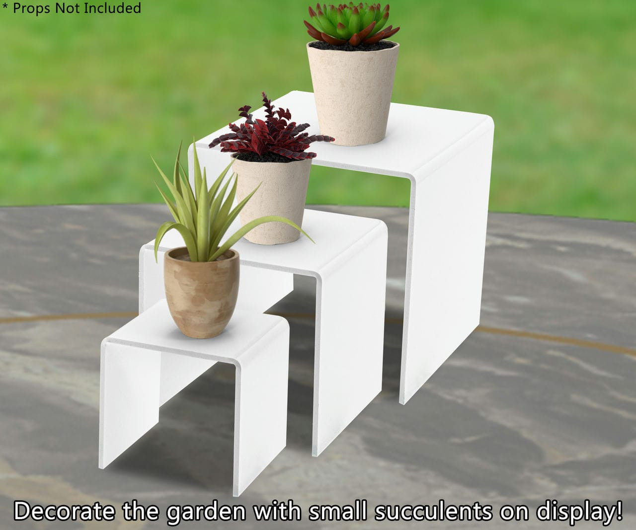 White Acrylic Risers 2" 3" 4" Display Pedestal Stands with 3 Pieces
