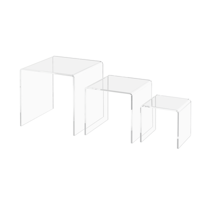3 Piece Acrylic Risers Display 3" 4" 5" Clear Pedestal Stands