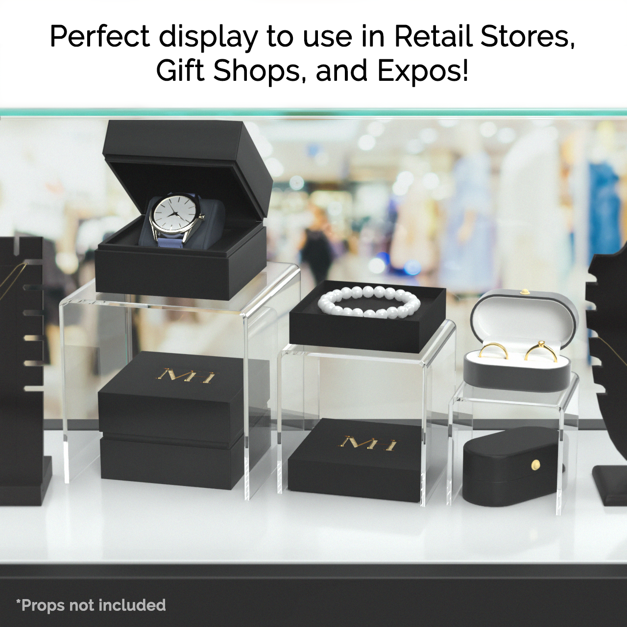 3 Piece Acrylic Risers Display 3" 4" 5" Clear Pedestal Stands