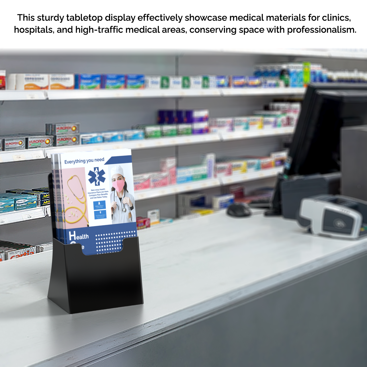 4.25"W Trifold Brochure Holder Freestanding Slant Back Display