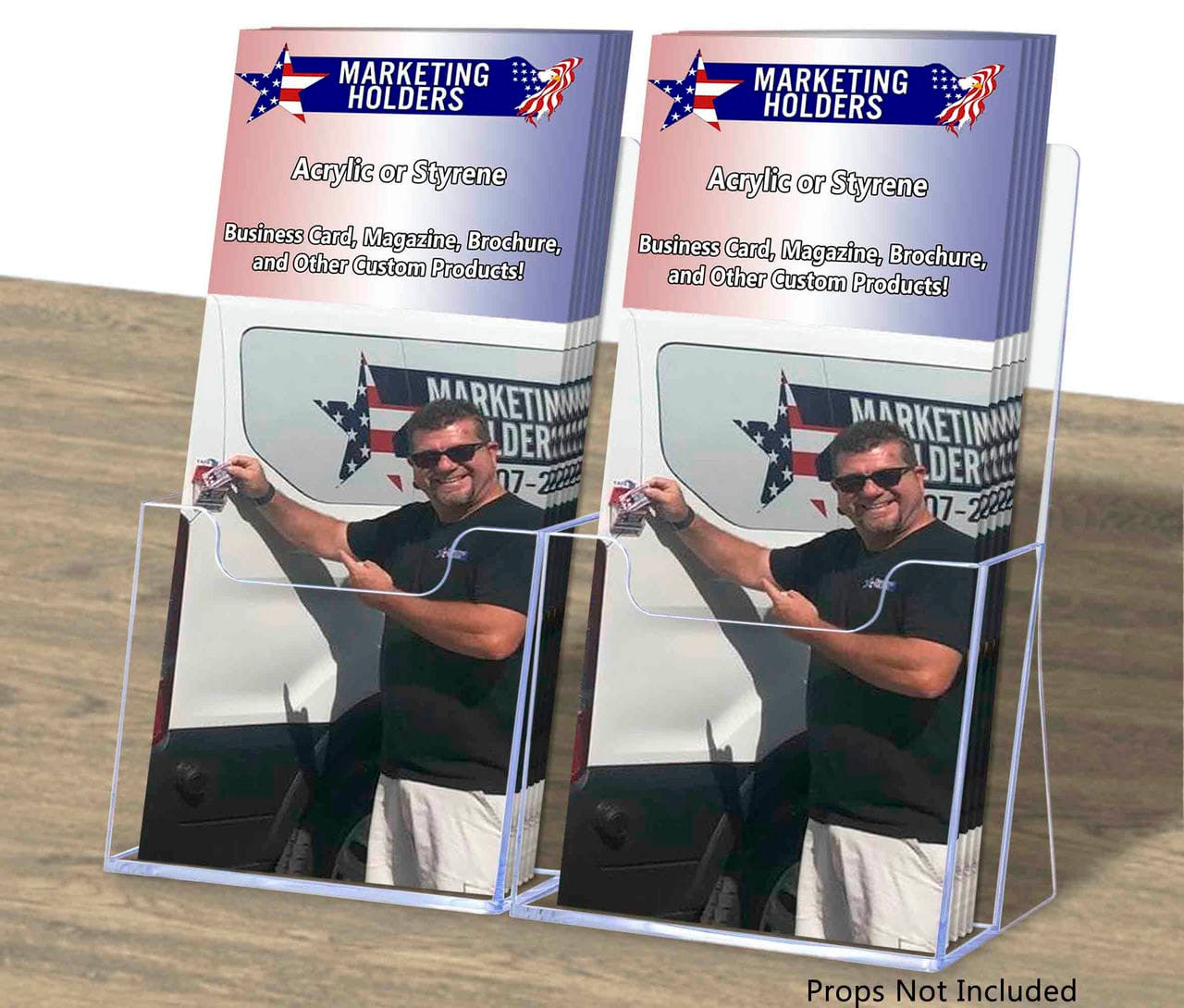 4.25"W Trifold Holder Double Pocket Slant Back Stand