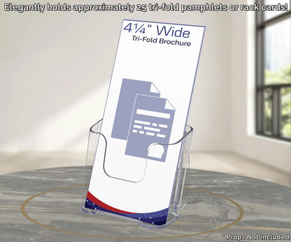 4"W Takeout Menu Display Trifold Brochure Holder Slant Back