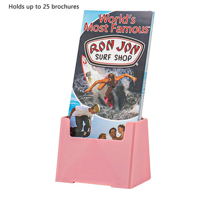 4"W Trifold Brochure Holder Slant Back Pink Display