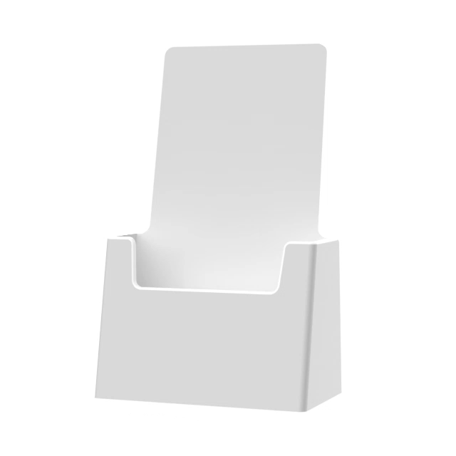 4.25"W Trifold Brochure Holder White Slant Back Display