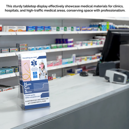 4.25"W Trifold Brochure Holder Freestanding Slant Back Display