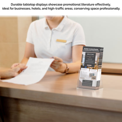 4.25"W Trifold Brochure Holder Freestanding Slant Back Display