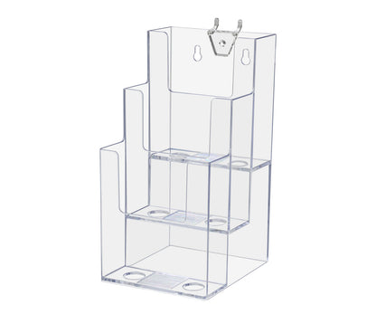 Pegboard 4"W Tri Fold Brochure Pamphlet Holder Display Rack
