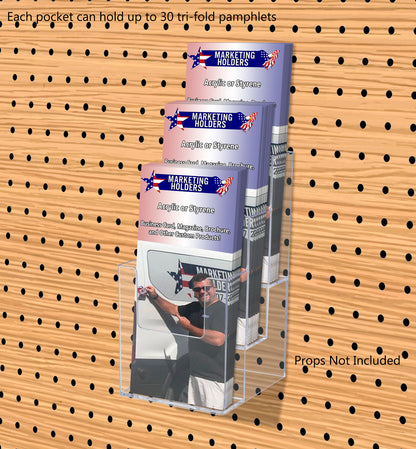 Pegboard 4"W Tri Fold Brochure Pamphlet Holder Display Rack