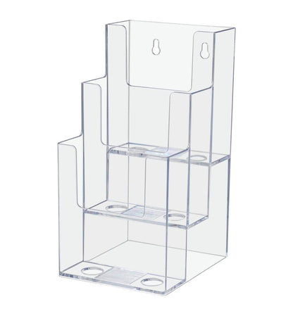 Brochure Holder for 4"W Trifolds 3 Pocket Tiered Display