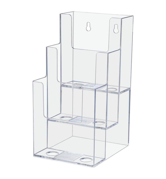 Brochure Holder for 4"W Trifolds 3 Pocket Tiered Display