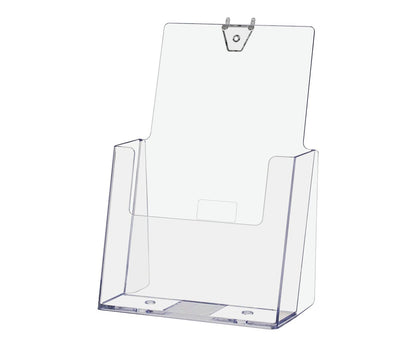 Single Pocket Pegboard Bi Fold Brochure Holder Clear Acrylic Card Display