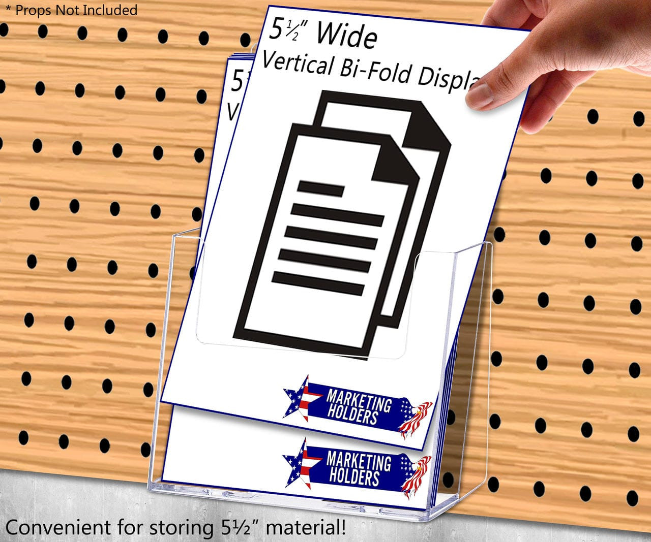 Five and a half Pegboard Bi Fold Brochure Holder on pegboard