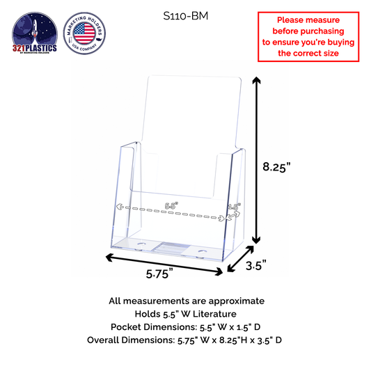 5.5"W Bifold Brochure Holder Countertop Booklet Display Stand