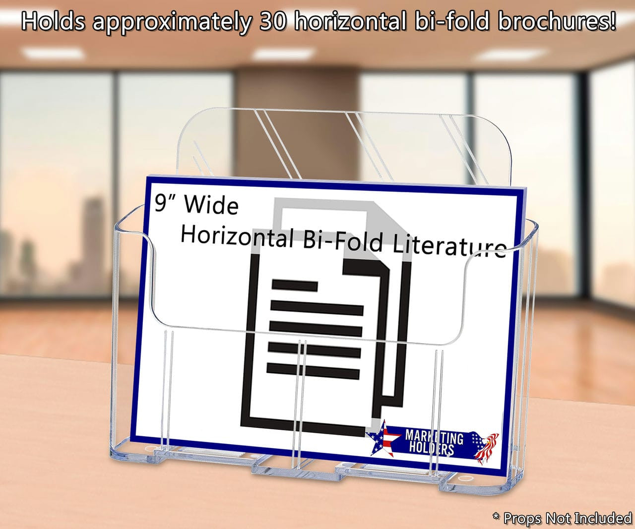 9"W Horizontal Bifold Brochure Leaflet Countertop Display Stand