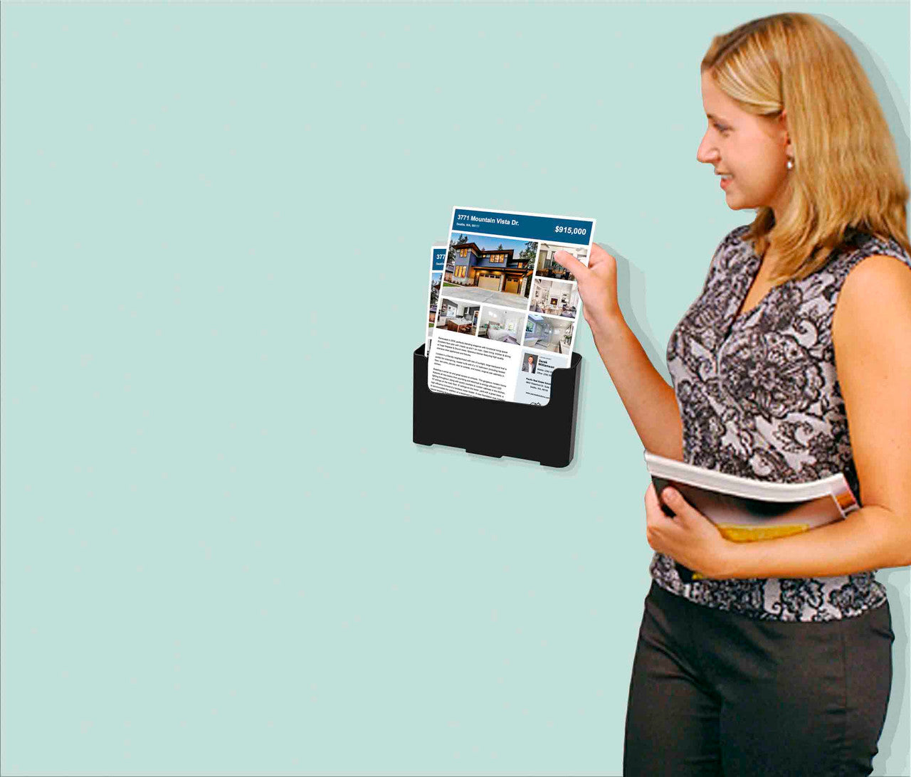 8.5"W Literature Organizer with Divider for Trifold Display