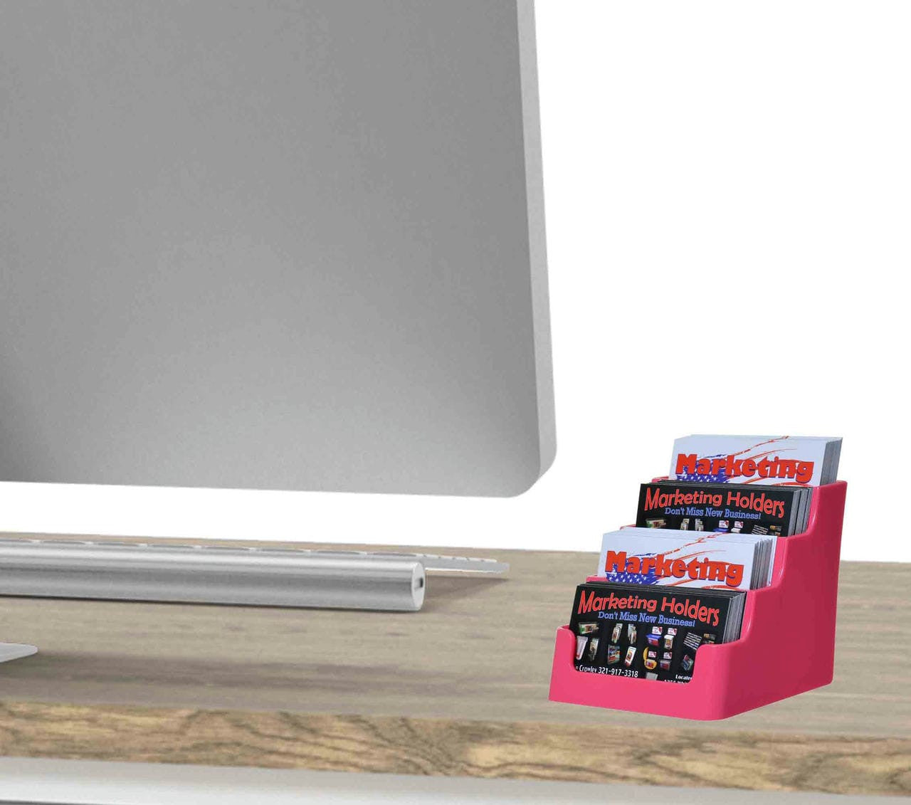 4 Pocket Pink Retail Gift Card Display Business Card Holder