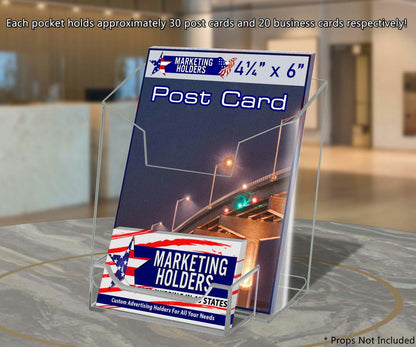 4"W Vertical Postcard Brochure Holder with Business Card Slot