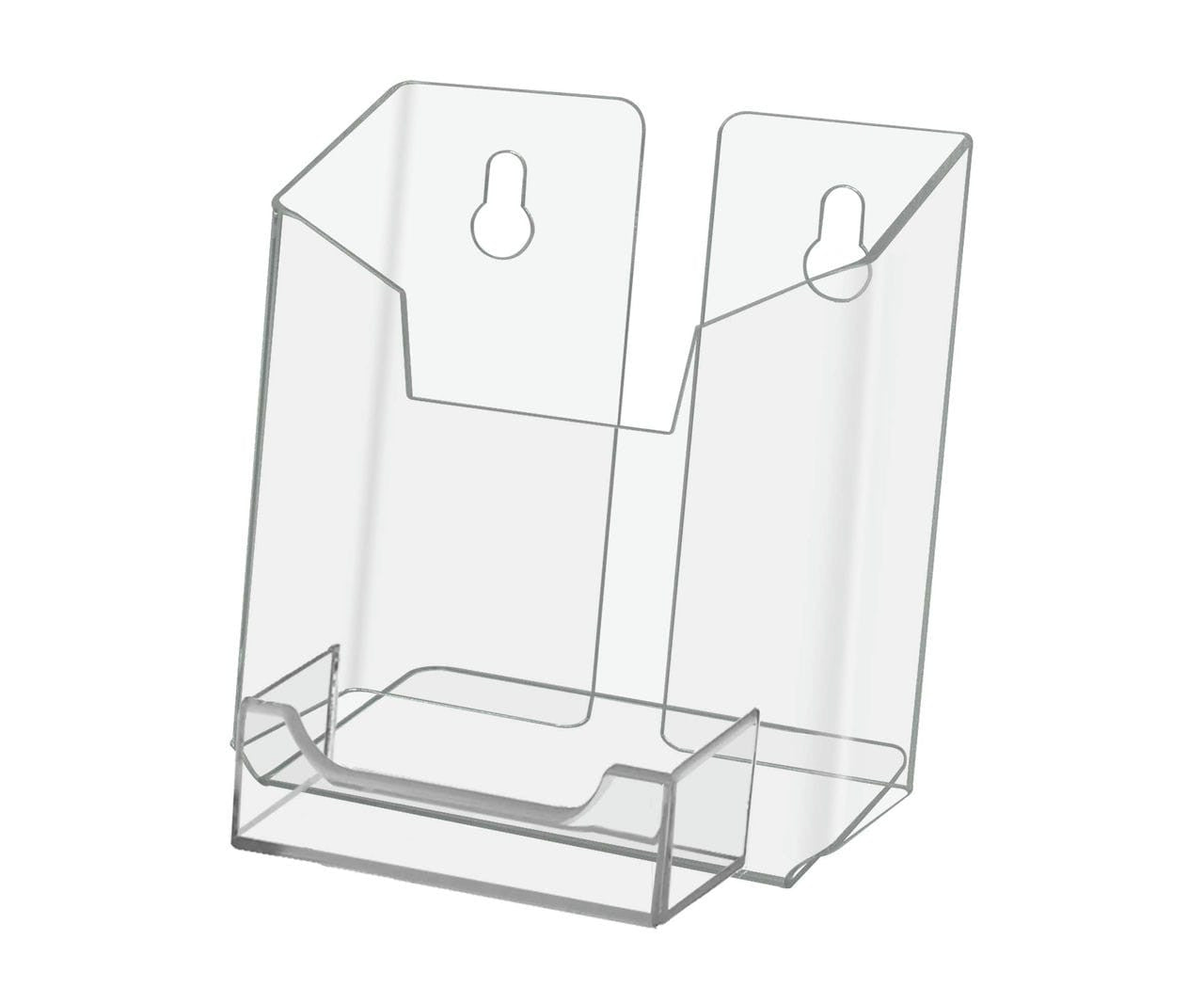 4"W Vertical Postcard Brochure Holder with Business Card Slot