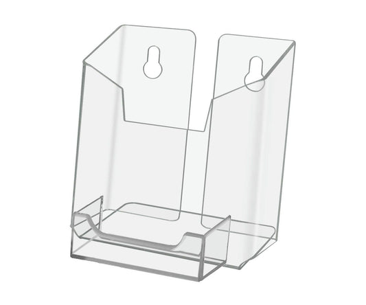 4"W Vertical Postcard Brochure Holder with Business Card Slot