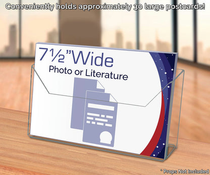 7.5"W Oversized Postcard Rack Open Back Brochure Display Holder
