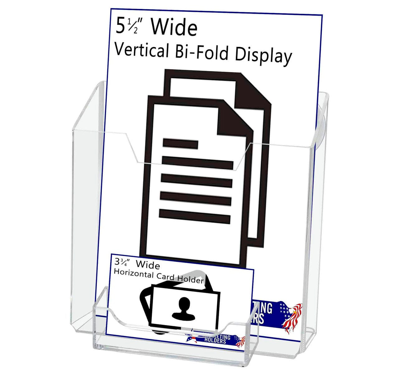Suction Cup 5.5"W Bifold Brochure Holder with Card Pocket