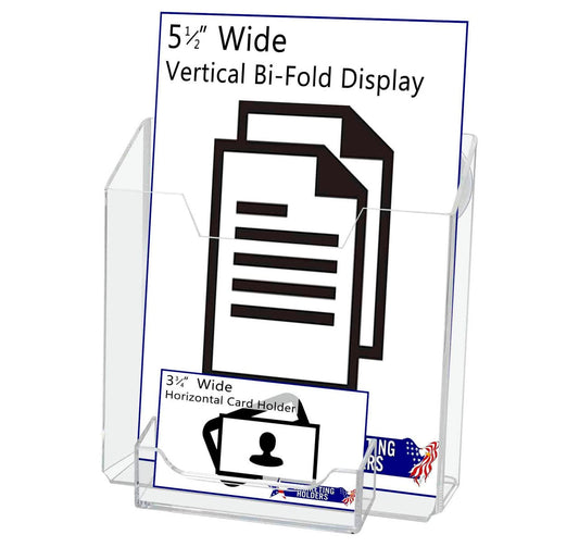 Suction Cup 5.5"W Bifold Brochure Holder with Card Pocket