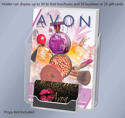 Suction Cup 5.5"W Bifold Brochure Holder with Card Pocket