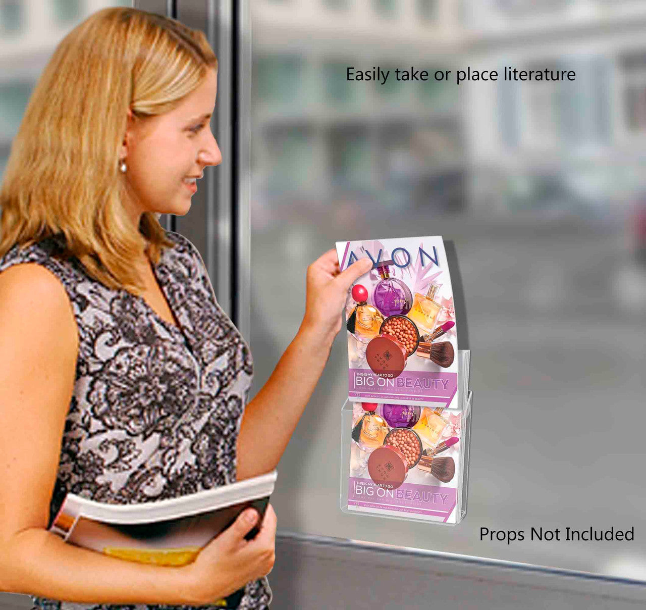 Suction Cup 5.5"W Bifold Brochure Holder Window Mount