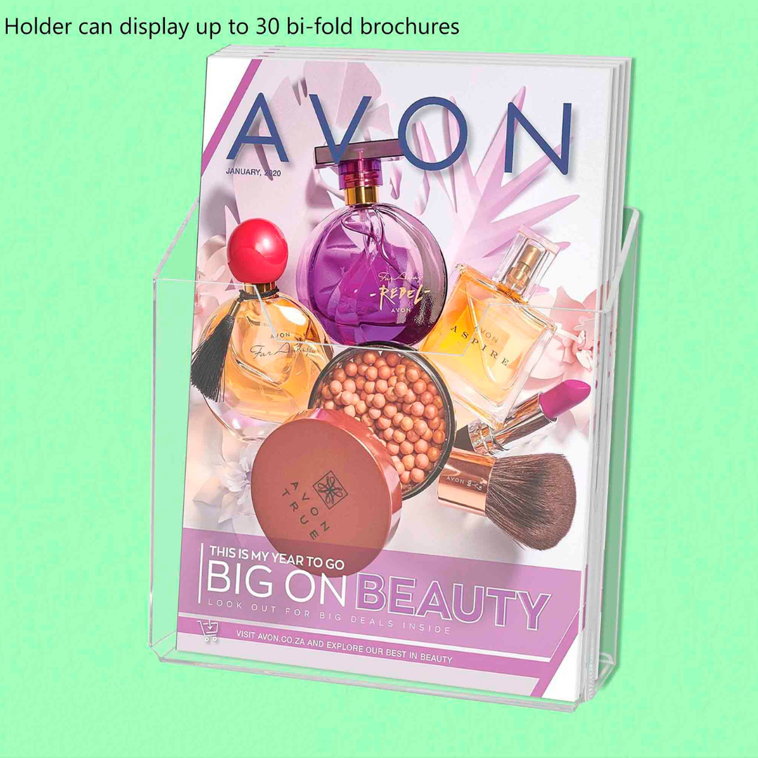 5.5"W Bifold Brochure Holder with Tape for Mounting
