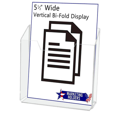 Bifold Brochure Holder Wall Mount Countertop Clear Acrylic Literature Dimensions