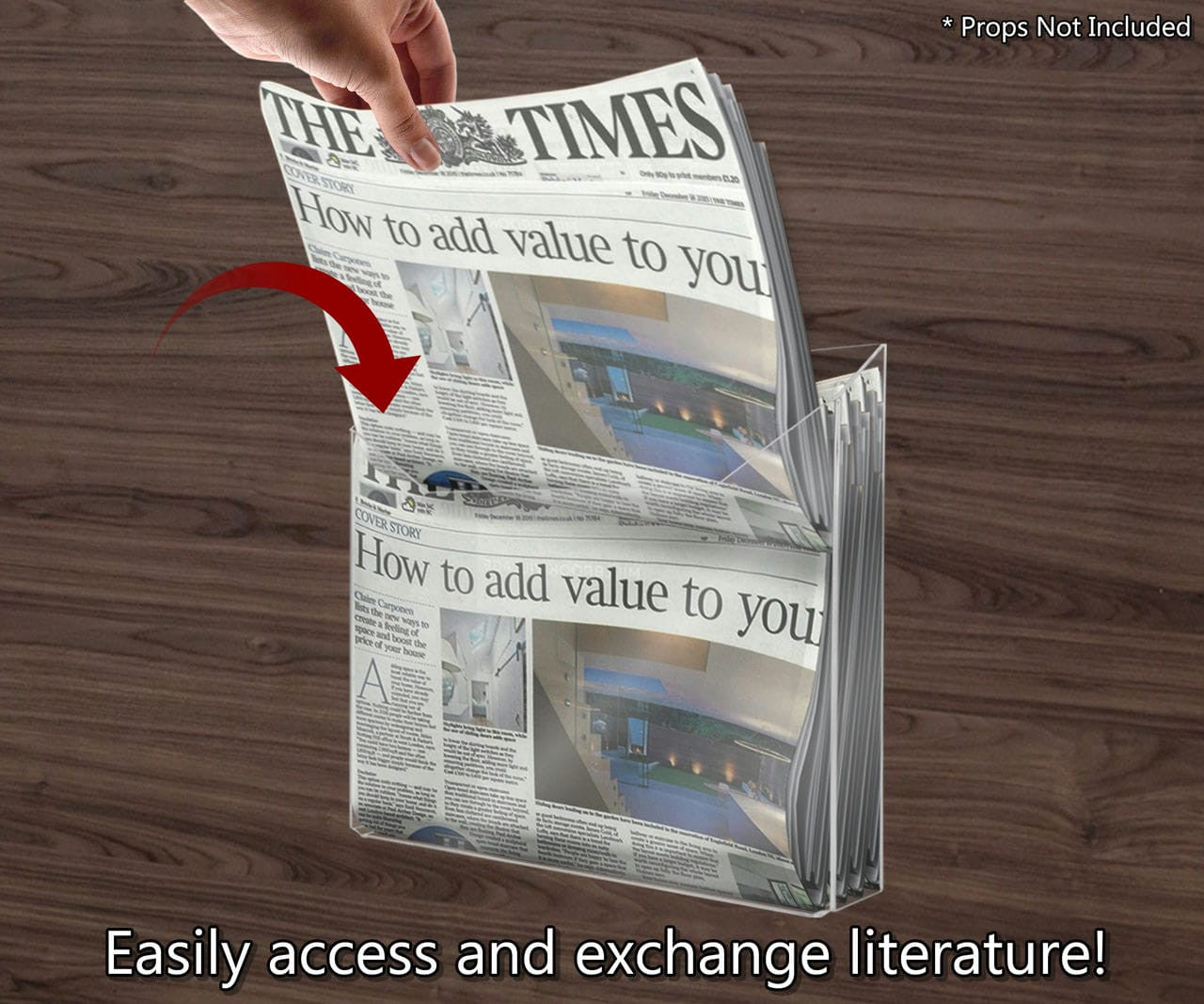 13.75"W Hanging Newspaper Pocket Chart Catalog Display Holder