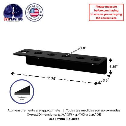 Round Brush Holder Black Acrylic with Hanging Hardware