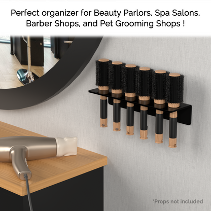 Round Brush Holder Black Acrylic with Hanging Hardware