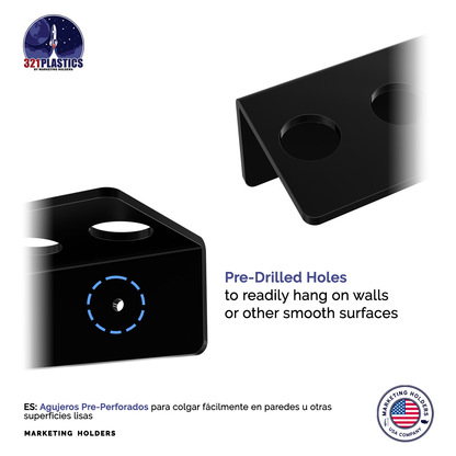 Round Brush Holder Black Acrylic with Hanging Hardware