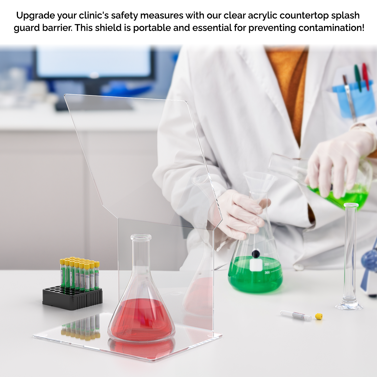 Splash Guard 15"W x 23"H Clear Acrylic Laboratory Shield