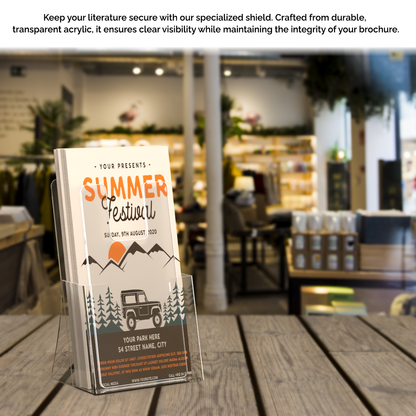 3.5"W x 7"H Brochure Shield Clear Stops Literature From Folding