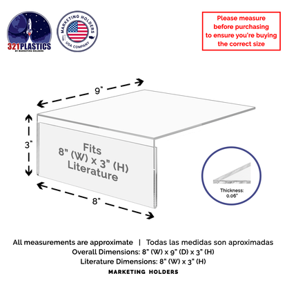 8"W x 3"H Shelf Sign Holder for Retail and Shoe Stores