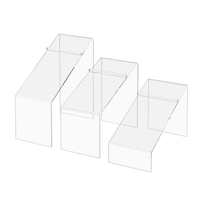Slanted Shoe Risers 3 Piece Retail Display Stands with Heel Stop